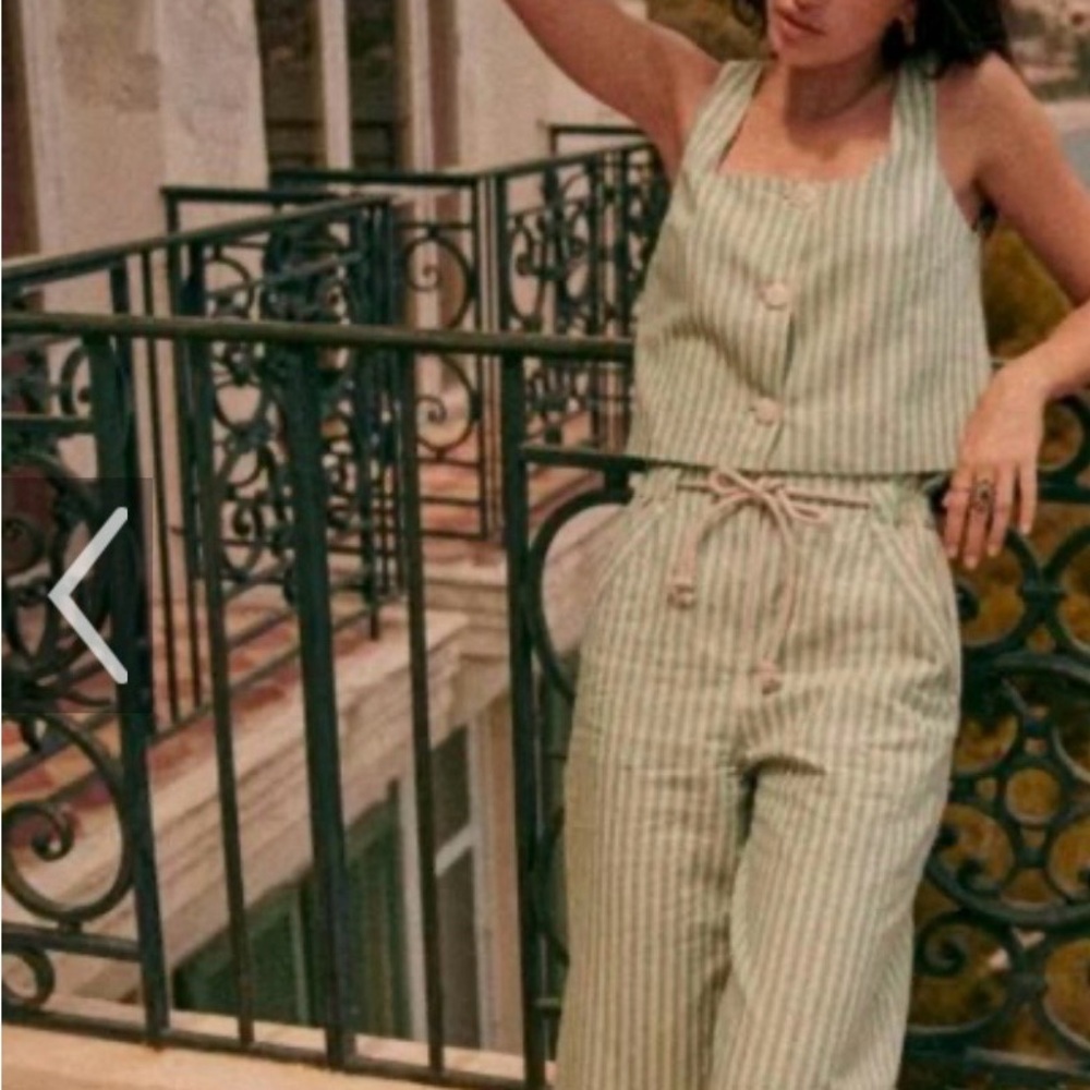 Striped Green sezane Jaques pants trousers xs 34